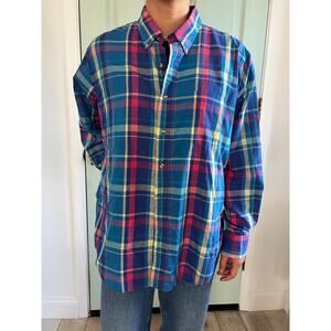 Vintage Chaps Ralph Lauren Plaid Button-Down Shirt – Made in Hong Kong, XL